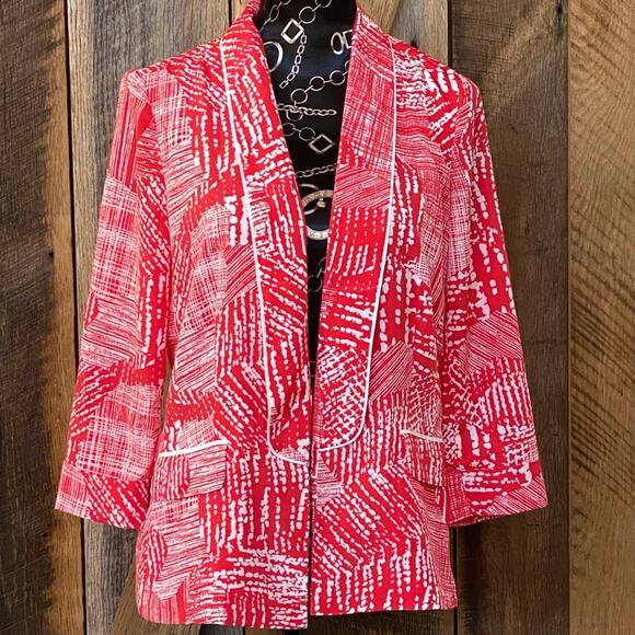 INDIKKA NY Size M Orange & White Soft Jacket WRINKLE PROOF! - Picture 1 of 9